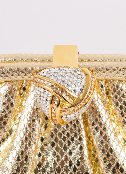 Gold Snake Embossed Leather Embellished Evening Bag