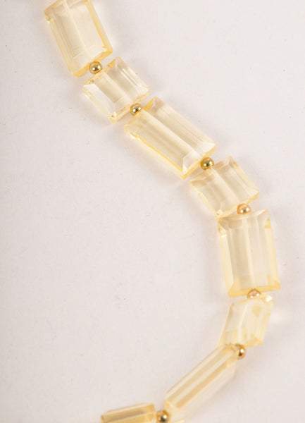 Lucite Rectangle Necklace With Gold Toned Rosette Pendant