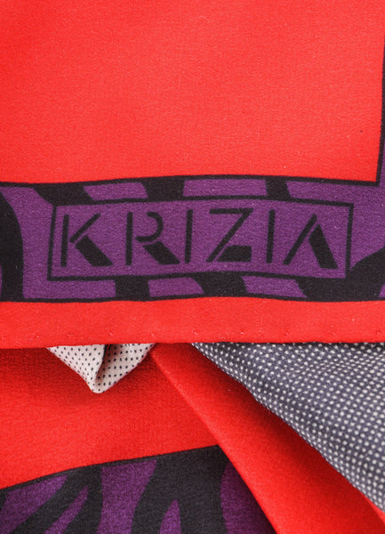 Red, Grey, and Purple Tiger Graphic Print Scarf