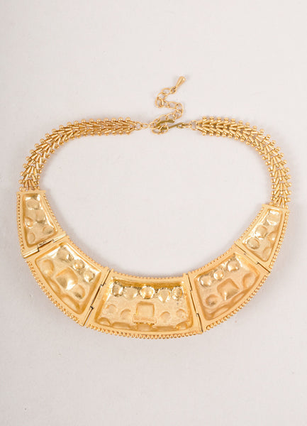 Gold Toned and Grey Stone Collar Statement Necklace