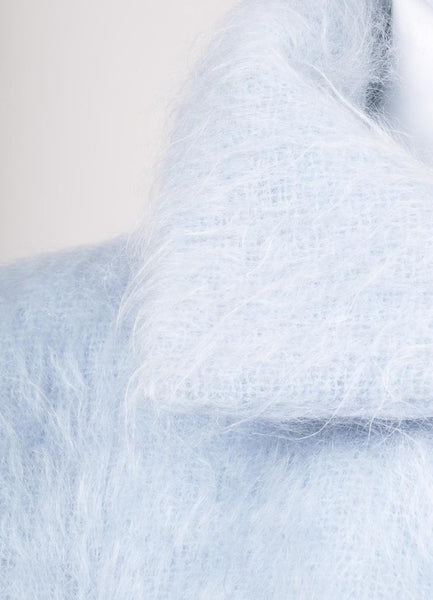 Light Blue Fuzzy Mohair and Wool Cropped Jacket