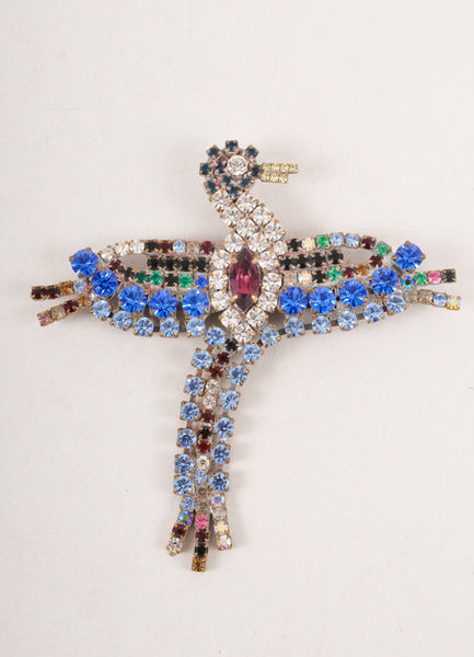 Vintage Multicolor Rhinestone Bird Pin