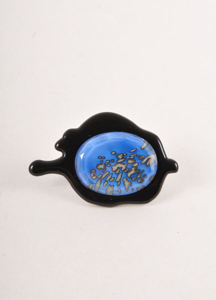 New With Tags Blue and Black Acrylic Melted Metal Ring