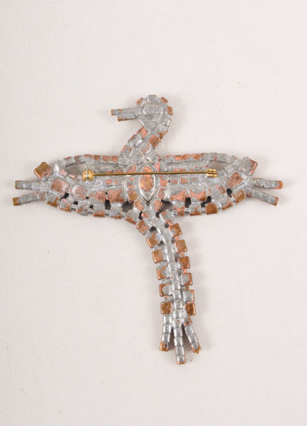 Vintage Multicolor Rhinestone Bird Pin