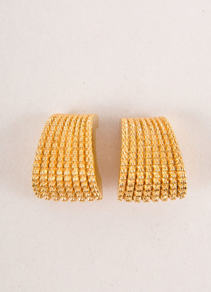 Gold Toned Textured Clip On Earrings