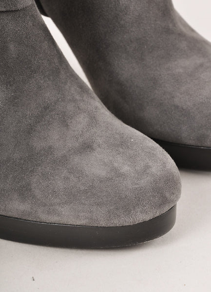 Grey Suede Leather "Daim Velour" High Heel Ankle Booties