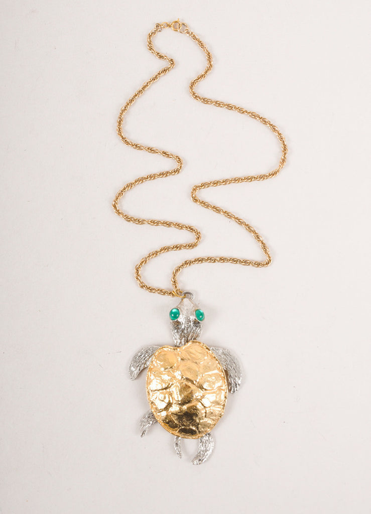 Vintage Gold and Silver Toned Swimming Turtle Necklace