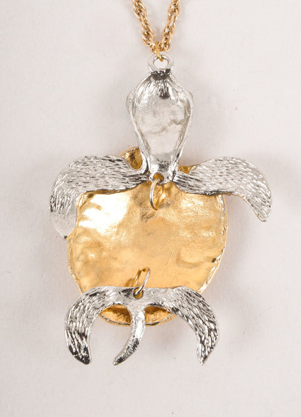 Vintage Gold and Silver Toned Swimming Turtle Necklace