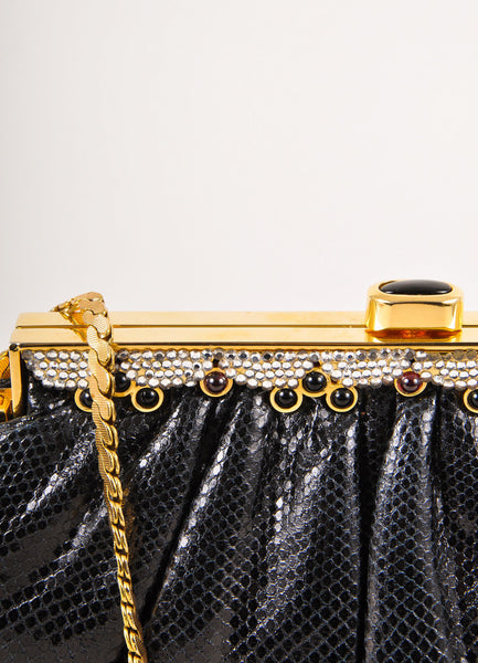 Black, Gold, and Silver Embellished Chain Strap Purse