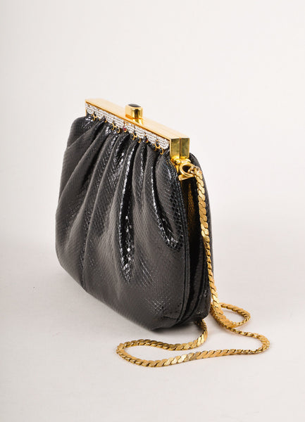 Black, Gold, and Silver Embellished Chain Strap Purse