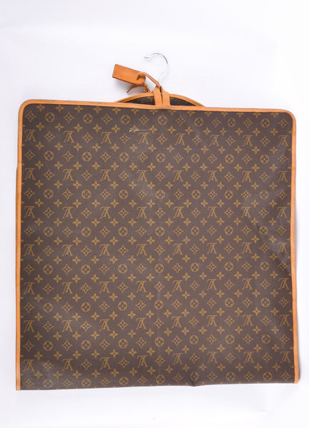 Brown and Tan Canvas Monogram Zip Garment Bag