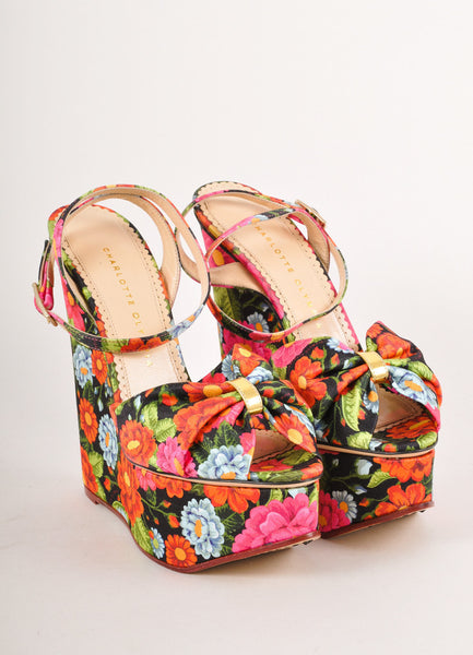 New In Box Multicolor Floral Print Wedge "Melody" Sandals