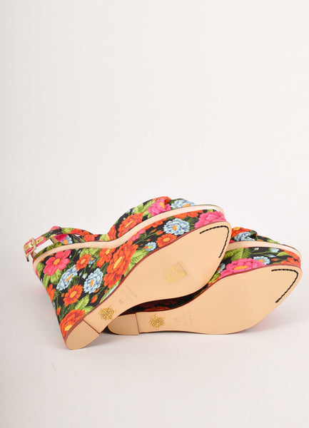 New In Box Multicolor Floral Print Wedge "Melody" Sandals