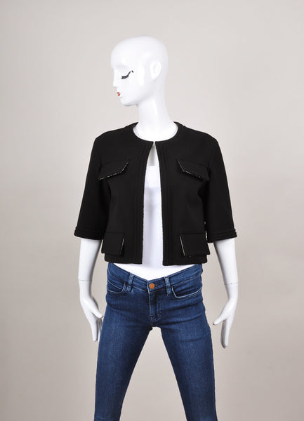 New With Tags Black and Silver Cropped Sleeve Jacket