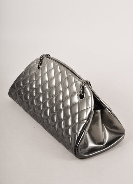 Silver Ombre Patent Leather Quilted "Just Mademoiselle" Bowler Bag