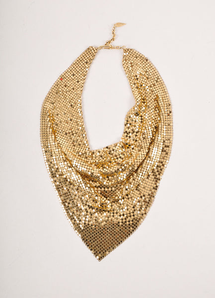 Gold Toned Mesh Triangle Necklace