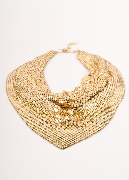 Gold Toned Mesh Triangle Necklace