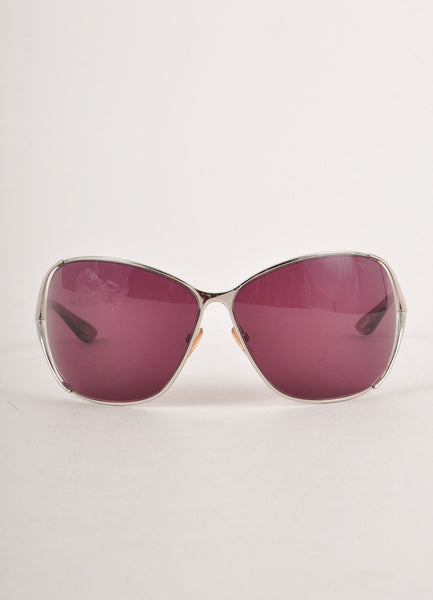 Purple and Silver "Angelica" Cut Out Metal Trim Sunglasses