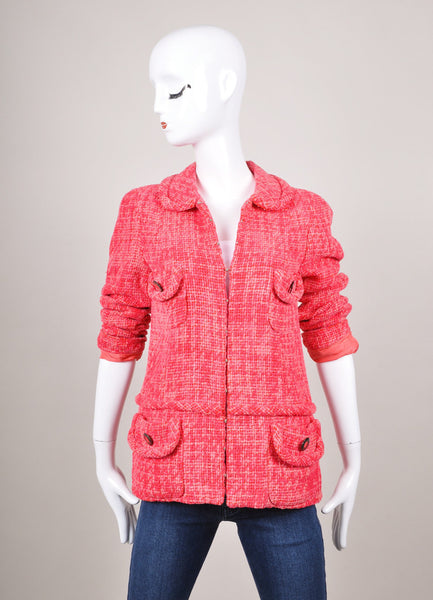 Pink Woven Four Pocket Collared Jacket