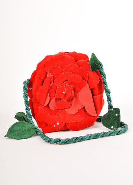 Green, Black, and Red Rhinestone Detail Rose Purse