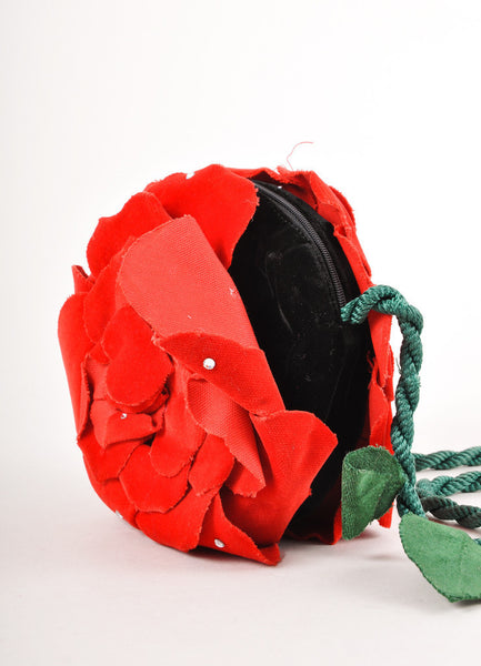 Green, Black, and Red Rhinestone Detail Rose Purse