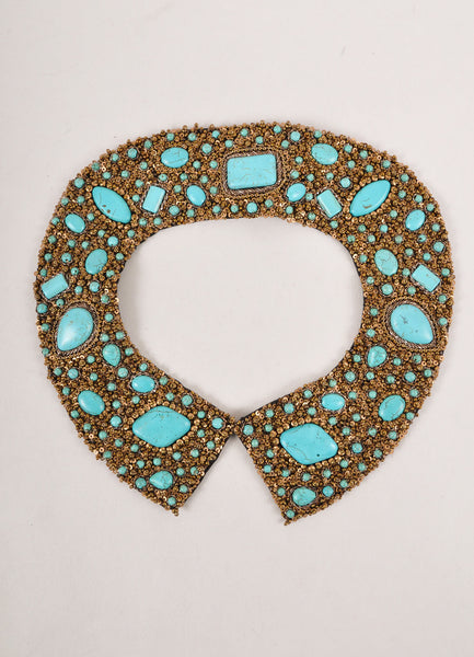 New With Tags Gold Toned Bead and Turquoise Collar