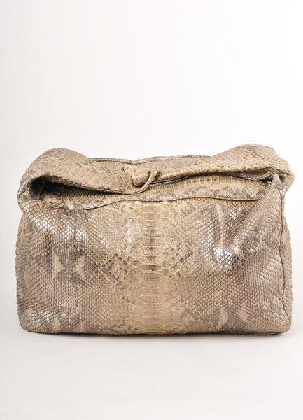 Grey and Gold Metallic Snakeskin Hobo Bag