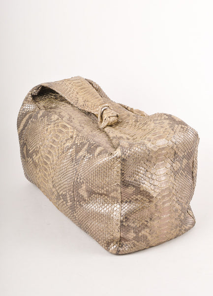 Grey and Gold Metallic Snakeskin Hobo Bag