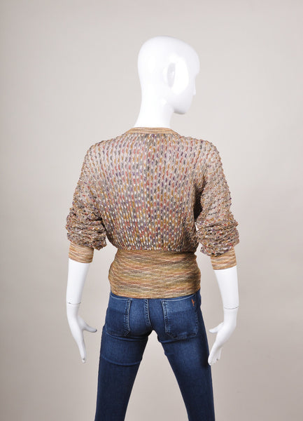 Bronze and Multicolor Metallic Knit Cardigan