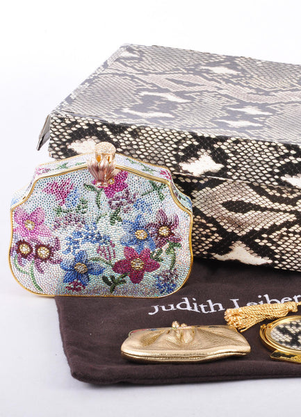 Multicolor Floral Rhinestone Embellished Minauderie Evening Bag