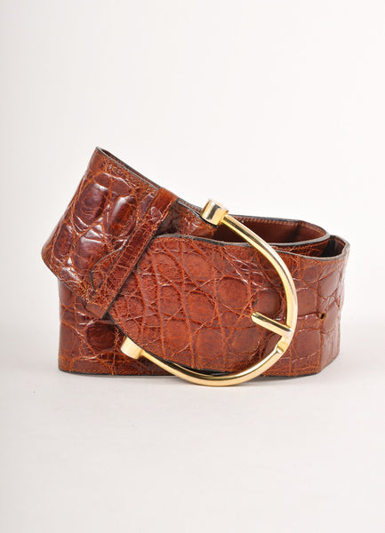 Brown and Gold Crocodile Style Belt