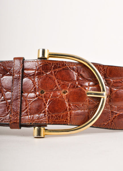 Brown and Gold Crocodile Style Belt