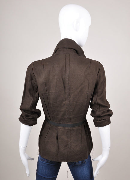 Black Unfinished Trim Woven Linen Jacket