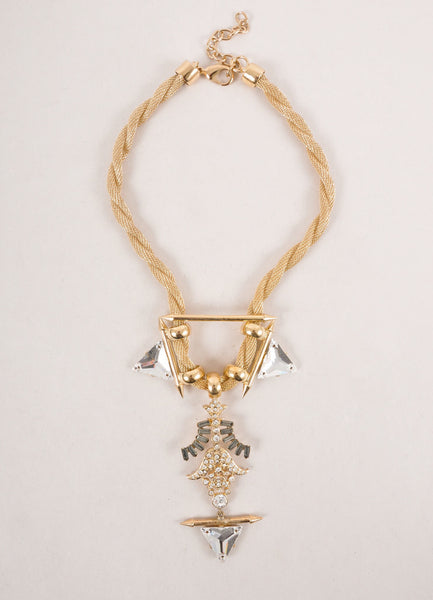 New In Box Gold and Multicolor Embellished Spike Arrow Statement Necklace