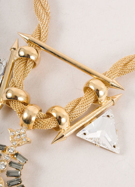 New In Box Gold and Multicolor Embellished Spike Arrow Statement Necklace