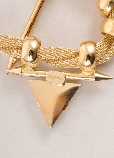 New In Box Gold and Multicolor Chunky Embellished Spike Arrow Statement Necklace