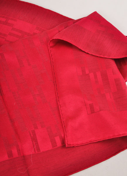 Red Silk and Wool "H" Logo Print Long Scarf