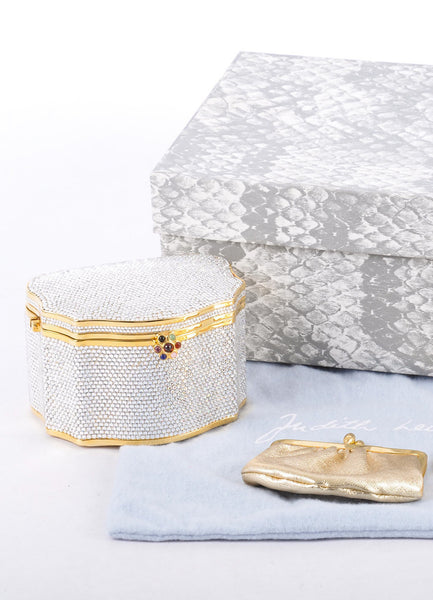 Gold and Silver Rhinestone Embellished Minauderie Evening Bag