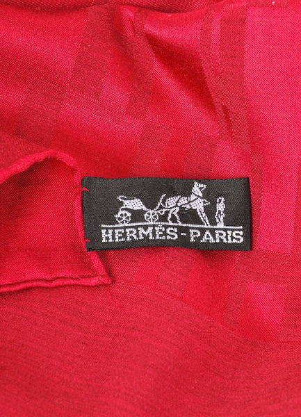 Red Silk and Wool "H" Logo Print Long Scarf