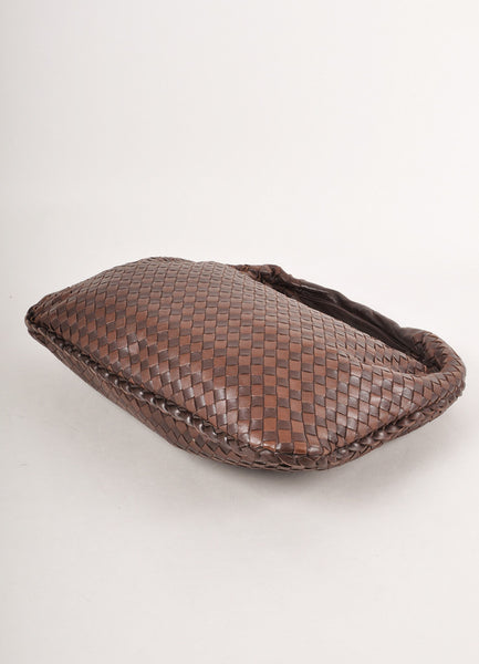 Brown Woven Leather Hobo Shoulder Bag