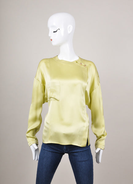 Lime Green "CC" Pocket Blouse