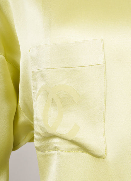 Lime Green "CC" Pocket Blouse