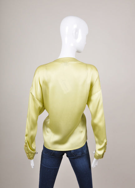 Lime Green "CC" Pocket Blouse