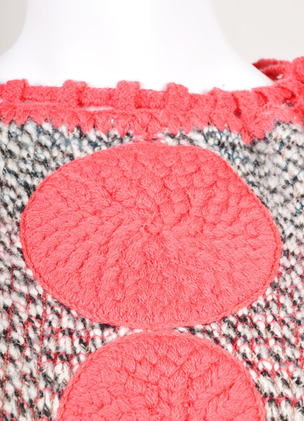 Pink and Multicolor Warm Wool Knit Poncho