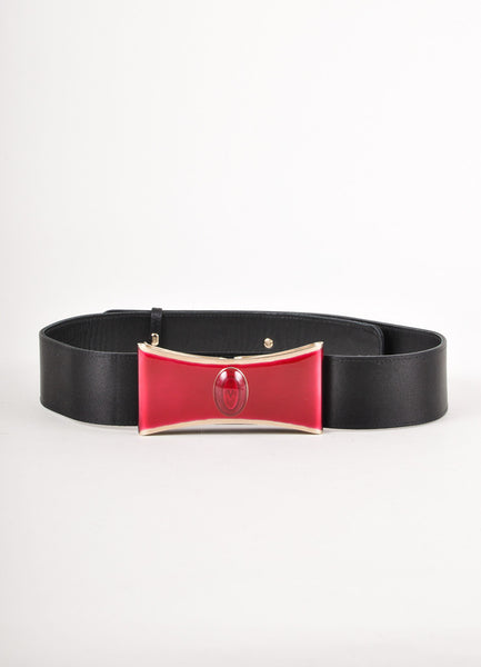 Black and Red Leather Bow Buckle Belt.