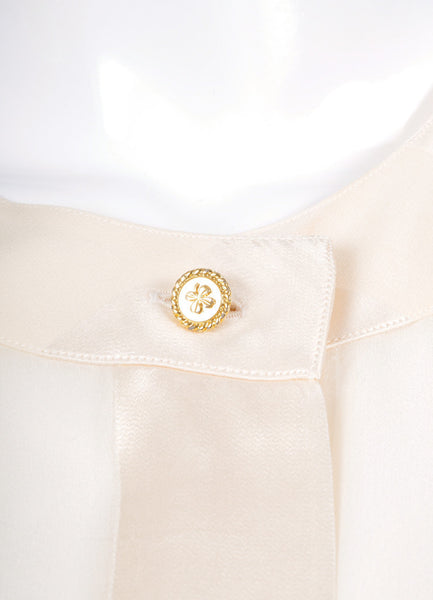 Cream Sheer Long Sleeve Button Down Blouse