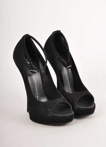 New Black Suede Structural Wedges