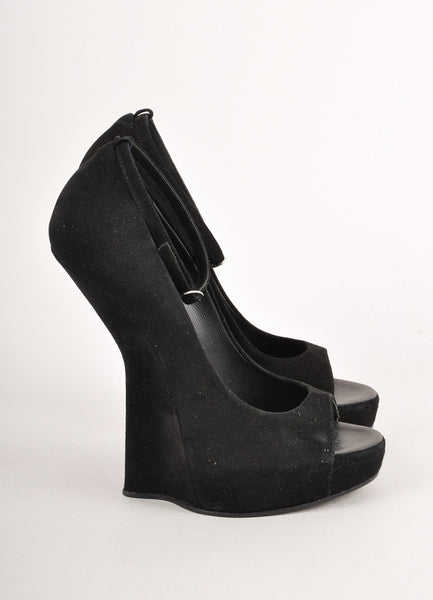 New Black Suede Structural Wedges