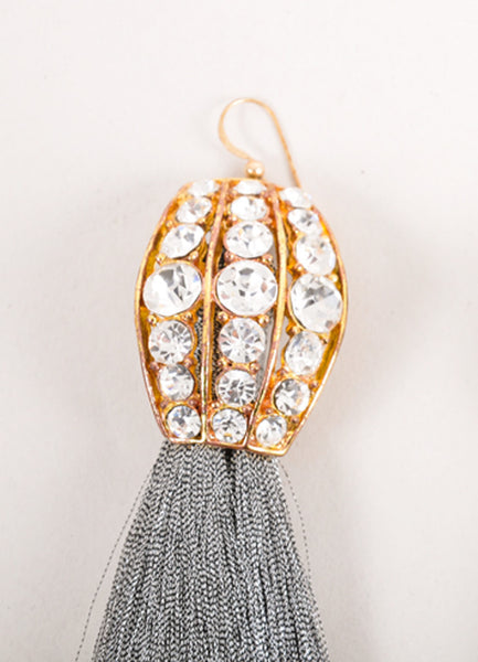 Gold and Silver Rhinestone Embellished Long Fringe Earrings