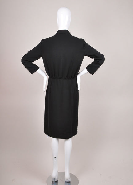 New Black Simple Wrap Front V Neck Dress